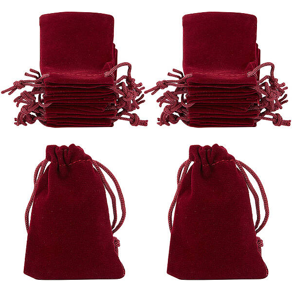 25Pcs Rectangle Velvet Drawstring Pouches