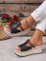 Women's Bohemian Fashionable Platform Sandals, Casual Boho Style Peep Toe Sandals for Summer, Lightweight Breathable Comforta...