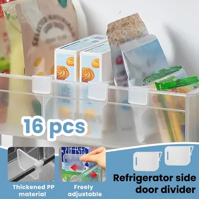 16 Counts Fridge Drawer Divider,Clear Refrigerator Organizer Bins Partition,Storage Baskets Space Allocator,Portable Drawer S...