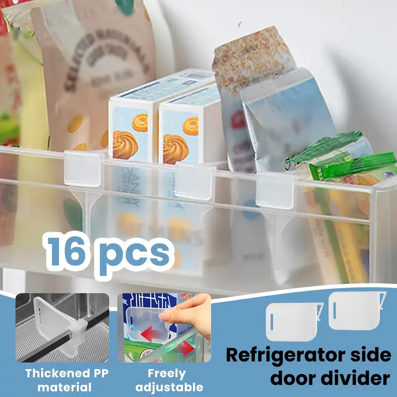 16 Counts Fridge Drawer Divider,Clear Refrigerator Organizer Bins Partition,Storage Baskets Space Allocator,Portable Drawer S...