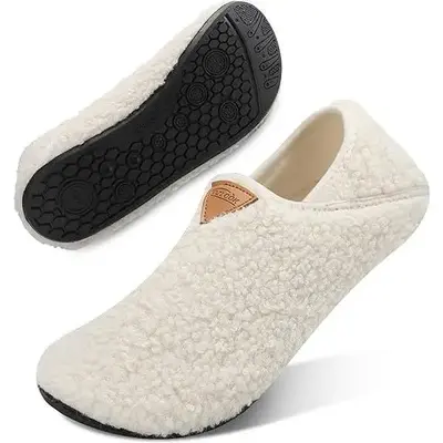 House Slippers With Non-Slipsole Slipon ForWomen And Men, Adults Rubber SoleSlippers, Fuzzy Loafer, Footwear ShoeSlide Comfor...