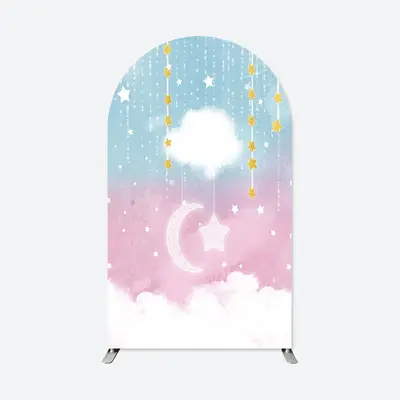 Aperturee Cloud Pink Blue Baby Shower Party Arch Backdrop | Circle Arch Backdrop Diy | Custom Arched Wall Covers | Wedding Ar...