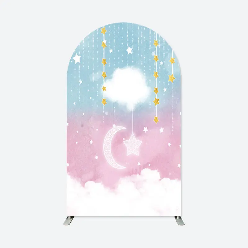 Aperturee Cloud Pink Blue Baby Shower Party Arch Backdrop | Circle Arch Backdrop Diy | Custom Arched Wall Covers | Wedding Ar...