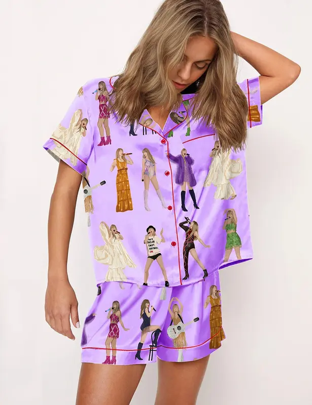 Moon Princess Sailor Guardians Wand Satin Pajama Set For Women Print Comfy Satin Sleepwear & Loungewear Pjs Printing Silky To...