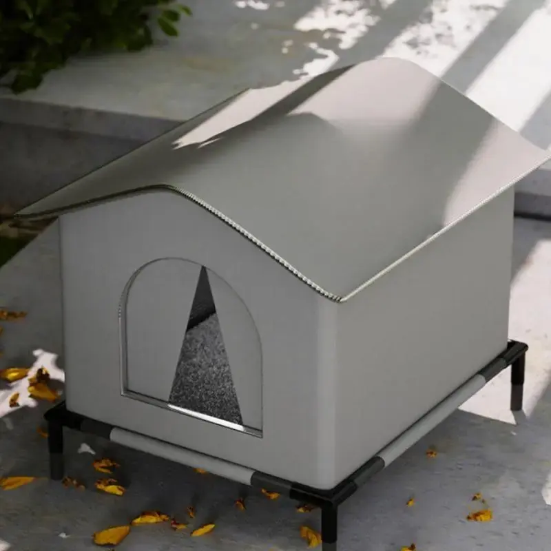 Waterproof Cat House, Comfortable Pet House with Double-sided Warm Pad, Ground Fixing Bracket, Cat House for Home Indoor Cat...