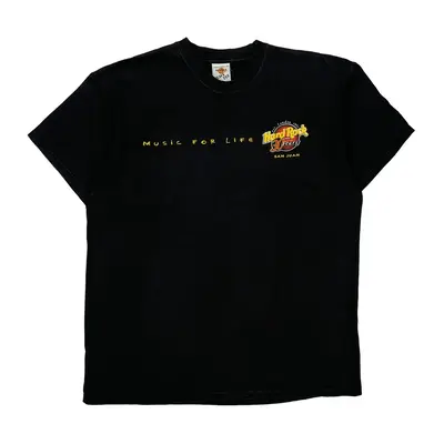 Music For Life Hard Rock Cafe Graphic T-Shirt - XL Black Cotton