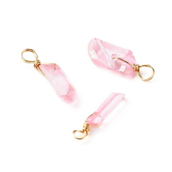 Electroplated Natural Quartz Pendants