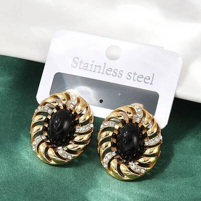 Oval 304 Stainless Steel Stud Earrings