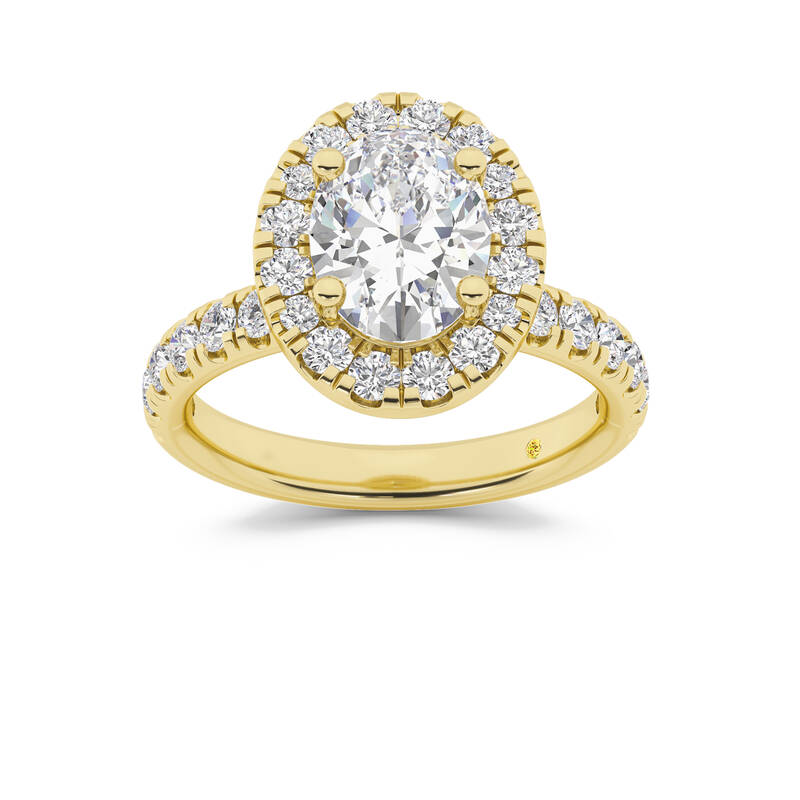 Eldra Pavé Set Oval Lab Created Halo Diamond Engagement Ring | 14K Yellow Gold 1 1/2 CT. TW.