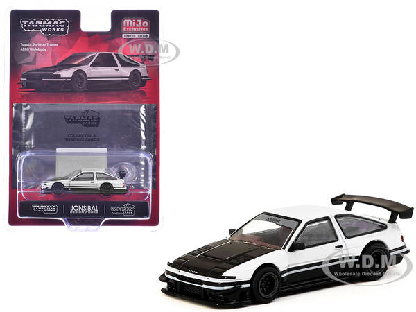 Toyota Sprinter Trueno AE86 Widebody RHD (Right Hand Drive) White and Black with Tarmac Cards \