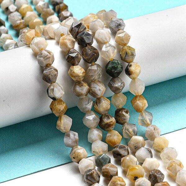Natural Bamboo Leaf Agate Beads Strands