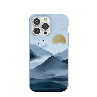 Powder Blue Misty Mountains iPhone 14 Pro Max Case