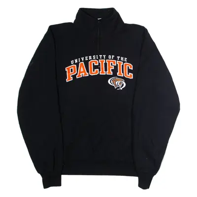CHAMPION University Of The Pacific Mens Sweatshirt Black 1/4 Zip USA L
