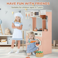 EROMMY Wooden Play Kitchen Set, Microwave, Coffee Machine, Toy Accessories, Pretend Play for Ages 3+, Gift Idea, Pink or Ligh...