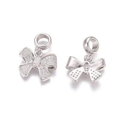 Brass Micro Pave Cubic Zirconia European Dangle Charms
