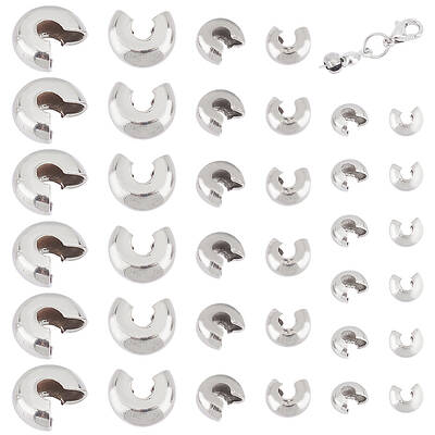 180Pcs 3 Style 304 Stainless Steel Crimp Beads Covers