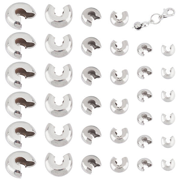 180Pcs 3 Style 304 Stainless Steel Crimp Beads Covers