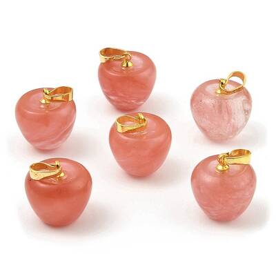 Cherry Quartz Glass Teacher Apple Charms