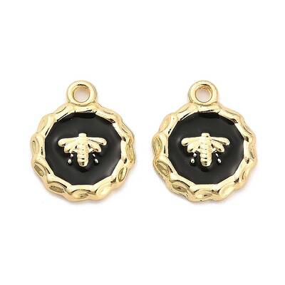 Rack Plating Alloy Black Enamel Pendants