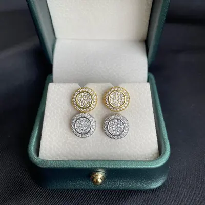 XINCUIYU Spring 2025 Hip Hop Trend Zircon Round Stud Earrings Unisex High-end Luxury Fashion Jewelry Beautiful Birthday Gift ...