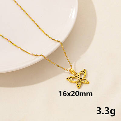 304 Stainless Steel Butterfly Pendant Necklaces