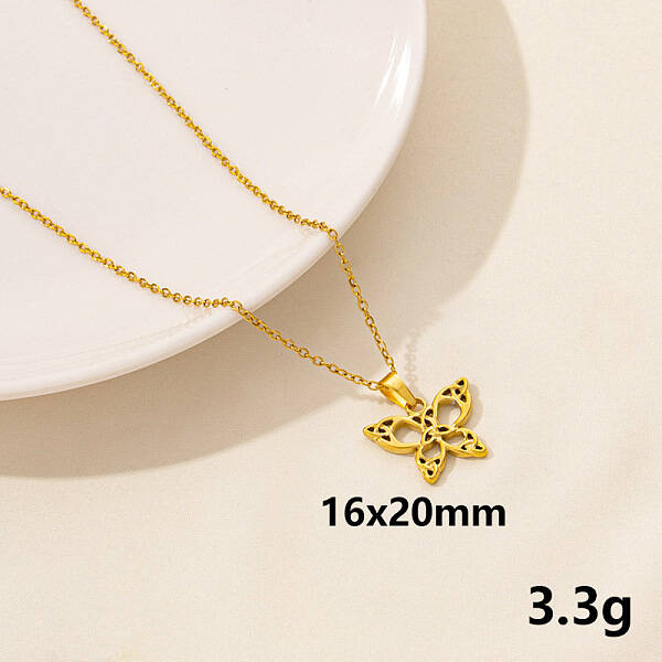 304 Stainless Steel Butterfly Pendant Necklaces