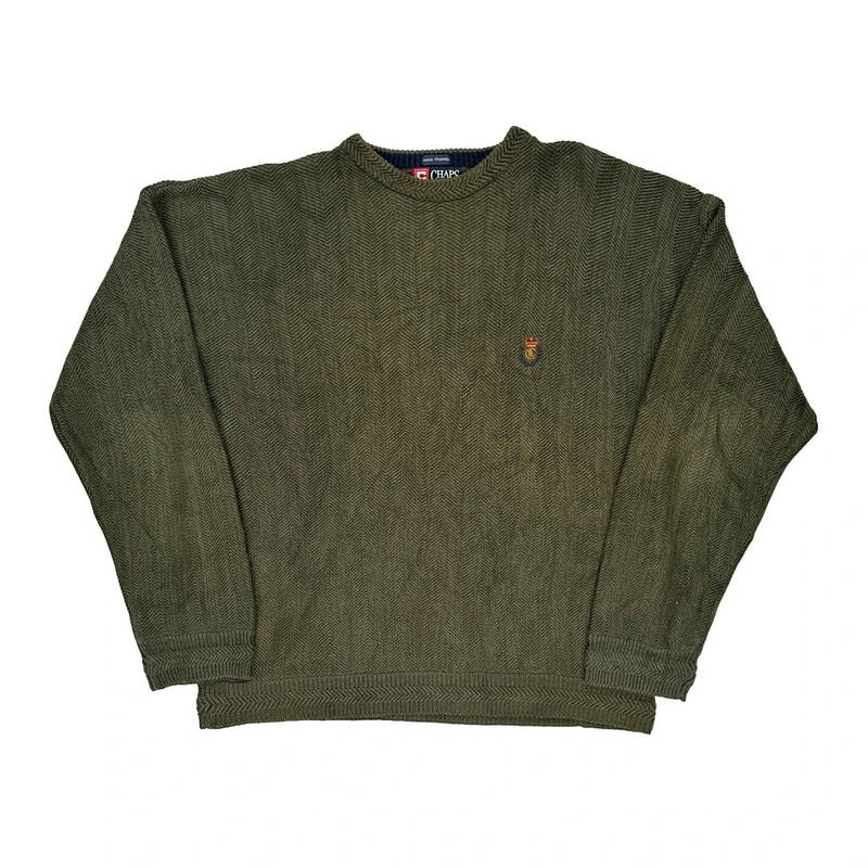 Chaps Ralph Lauren Jumper - XL Khaki Cotton Blend