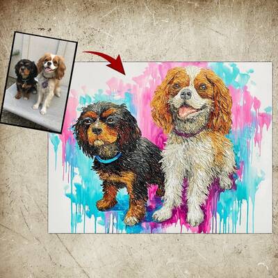 Large Wall Art Custom Dog Portrait Animal Paintings On Canvas Colorful Wall Art Oil Painting Original Framed Artwork Contempo...