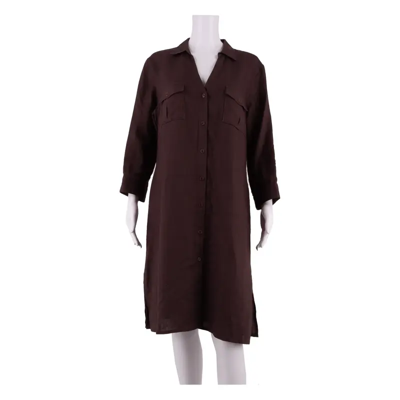 MONSOON Womens Shift Dress Brown Short Sleeve Knee Length UK 16