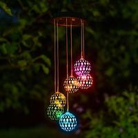 Touch Of ECO Solar Metal Orb Wind Chime - Color Changing RGB , Weather Resistant, 26 Inches Tall, 5 Inches Wide, Perfect for ...