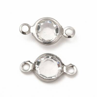 304 Stainless Steel with Glass Connector Charms