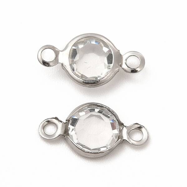 304 Stainless Steel with Glass Connector Charms
