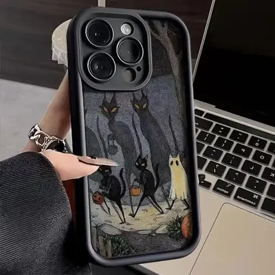 Cartoon Cat Pattern Phone Case, Decorative Phone Protector Cover, Phone Accessory Compatible With iPhone 11 12 13 14 15 Plus ...