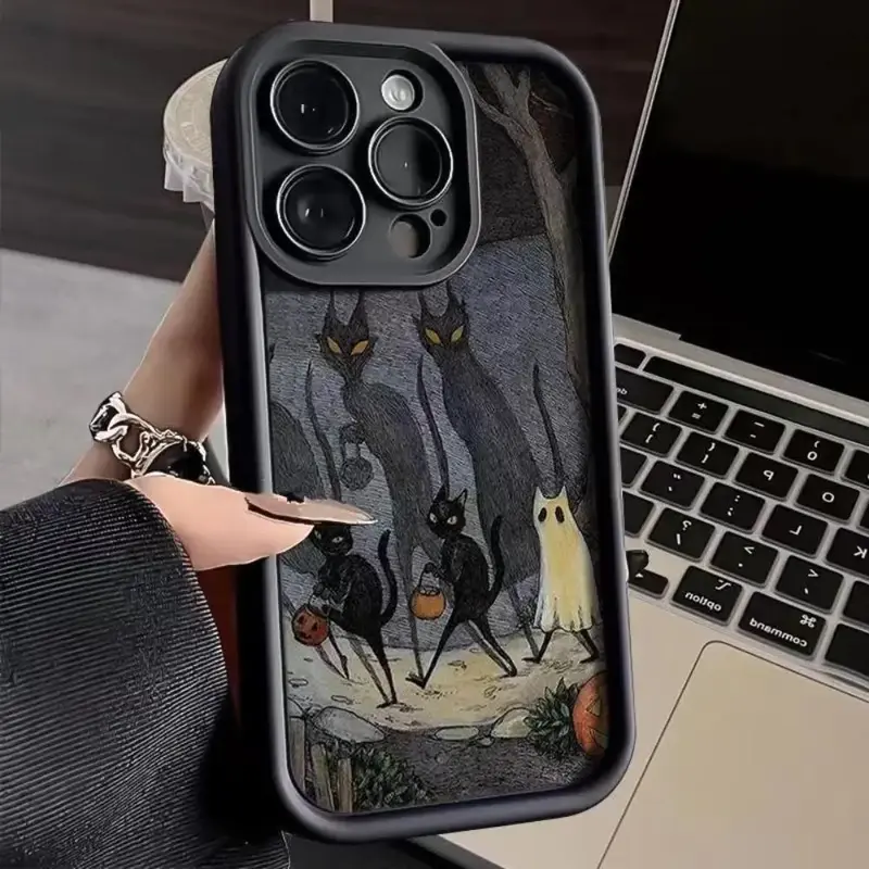 Cartoon Cat Pattern Phone Case, Decorative Phone Protector Cover, Phone Accessory Compatible With iPhone 11 12 13 14 15 Plus ...