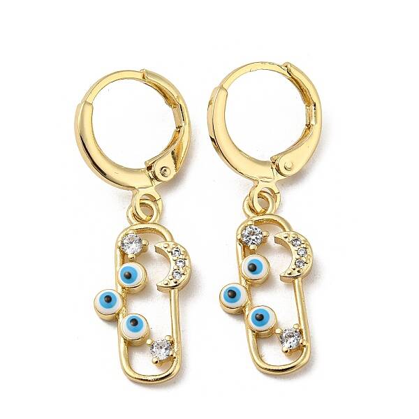 Real 18K Gold Plated Brass Dangle Leverback Earrings
