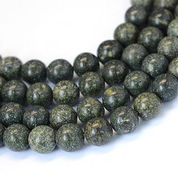 Natural Serpentine/Green Lace Stone Round Bead Strands
