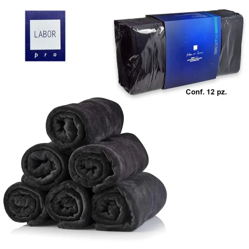 Black microfibre towel 45 x 85 cm, pack of 12 pieces