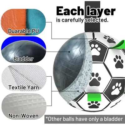 Dog Soccer Ball Toy with Straps - 8” Interactive Tug Toy & Water Fun, Perfect for Medium & Large Dogs  Ideal Birthday Gift!