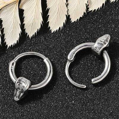 Snake Head 316 Surgical Stainless Steel Hoop Earrings