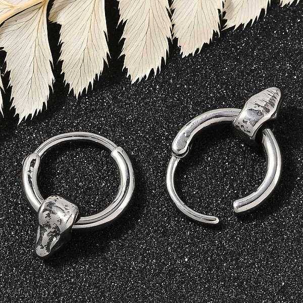 Snake Head 316 Surgical Stainless Steel Hoop Earrings