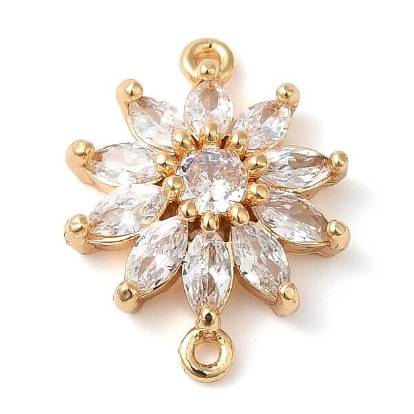 Brass Pave Clear Cubic Zirconia Connector Charms
