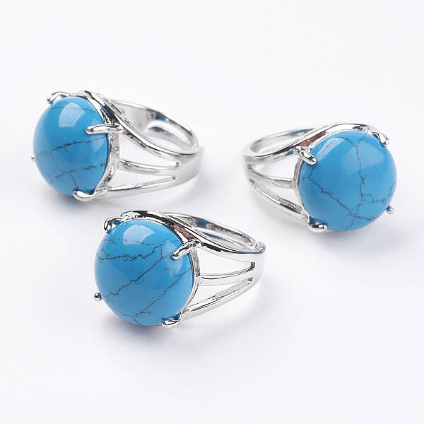 Adjustable Synthetic Turquoise Finger Rings