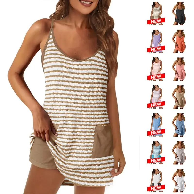 Imily Bela Women's Summer Mini Dress Casual Workout Tennis Dress with Shorts Sleeveless Althletic Dresses M7D272