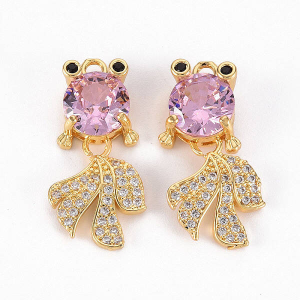 Brass Micro Pave Colorful Cubic Zirconia Pendants