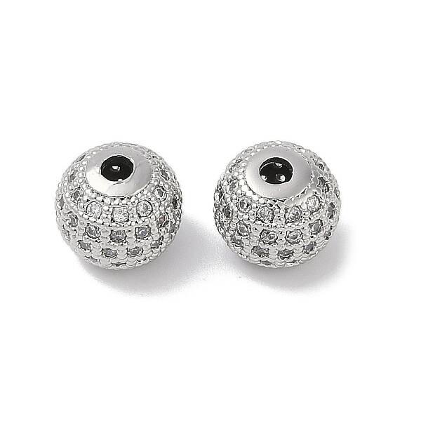 Brass Pave Clear Cubic Zirconia Beads