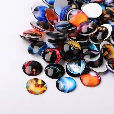 Starry Sky Printed Glass Half Round/Dome Cabochons