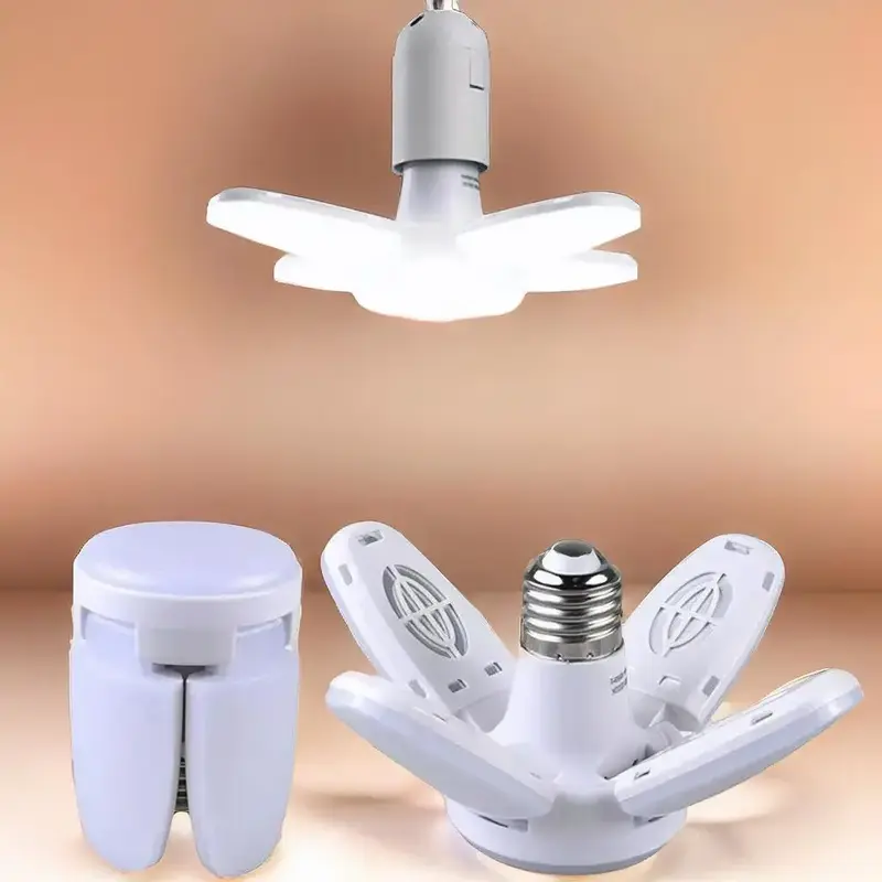 Foldable LED Light Bulb Ceiling Lamp, Mini Leaf Design Garage LED Light, Adjustable Ceiling Light For Garage Home Bedroom Liv...