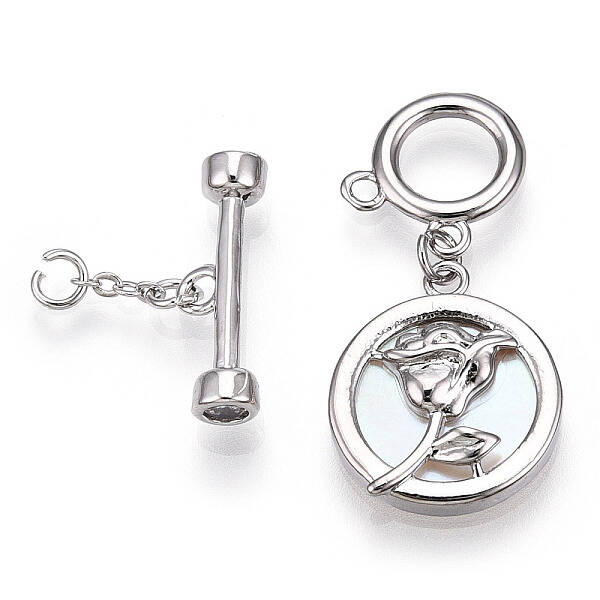 White Shell Toggle Clasps
