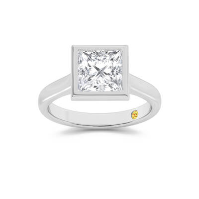 Secret Kiss Bezel Set Princess Cut Lab Grown Diamond Engagement Ring | 10K White Gold 1 1/2 CT. TW.