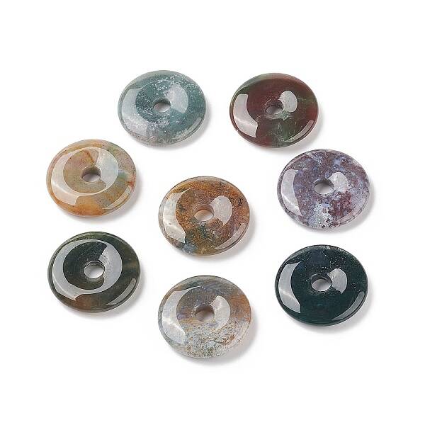 Donut/Pi Disc Natural Gemstone Pendants